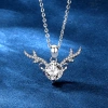 1 Carat Sterling Silver Platinum Plated Antler Moissanite Necklace - With You All The Way, Deer