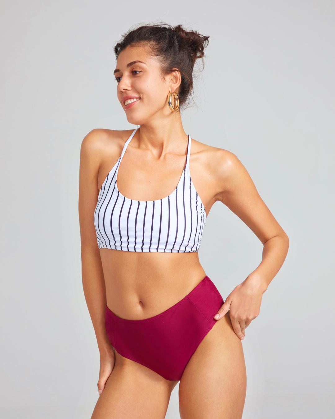 Stripe Mix & Match High Waist Bikini Sets