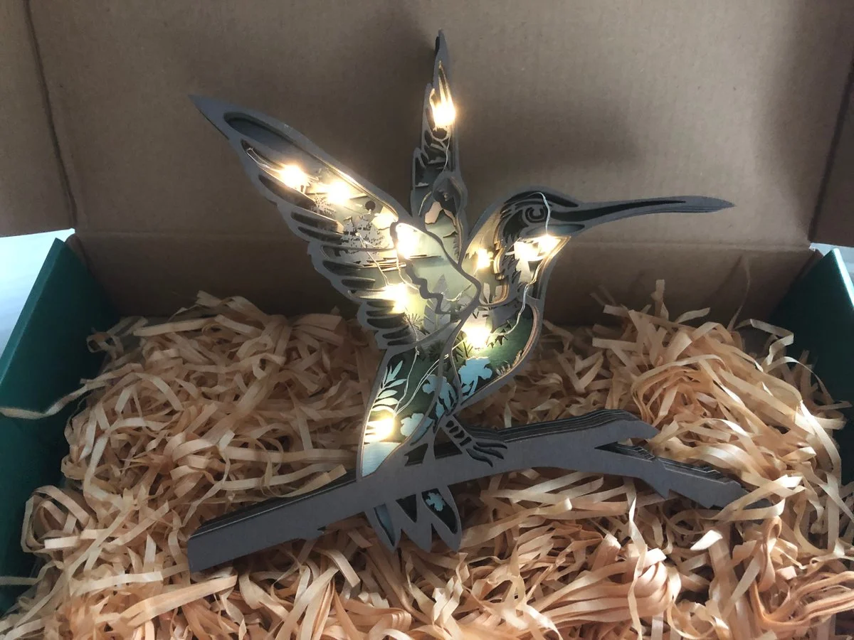 HOT SALE🔥-Hummingbird Wooden Carving Light, Suitable For Bedroom, Desk, Exquisite Night Light