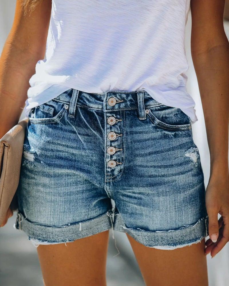 Casual Low Stretch Ripped Summer Shorts
