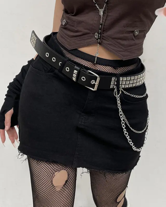 Gothic Raw Edge Mini Skirts