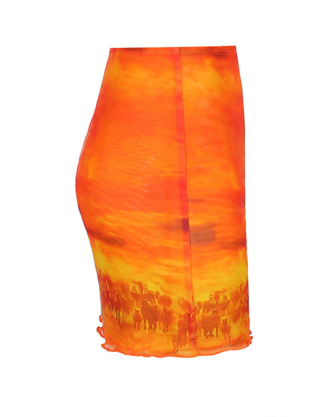 Last One - Mesh Sunset Print Ruched Mini Skirt