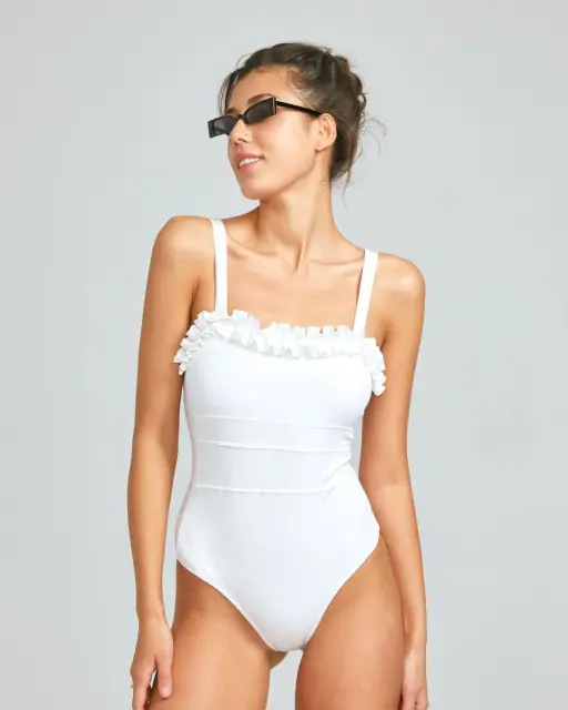 Ribbed Ruffle One-Piece Swimsuits