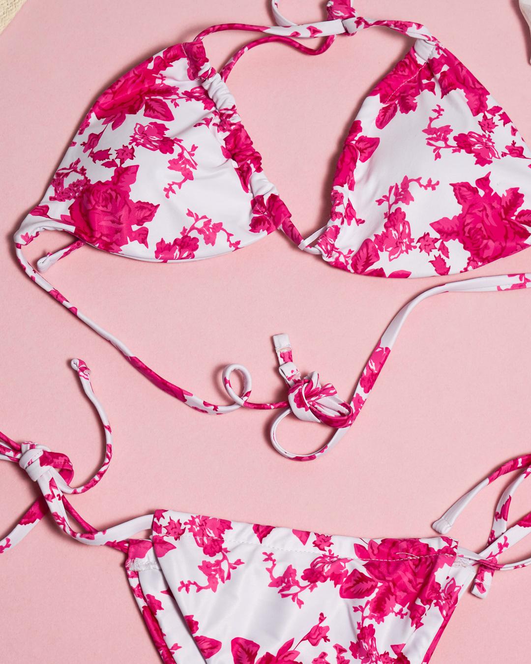 Floral Print Halter Tie Side Bikini Sets