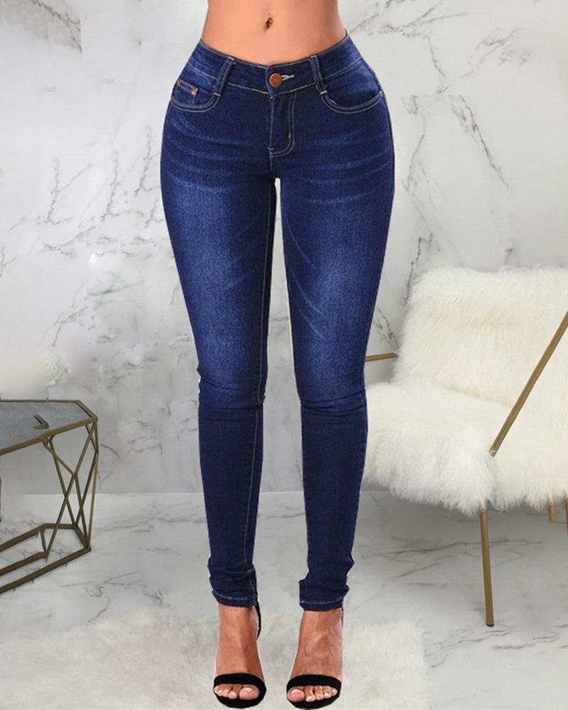 Casual Mid Rise Skinny Jeans