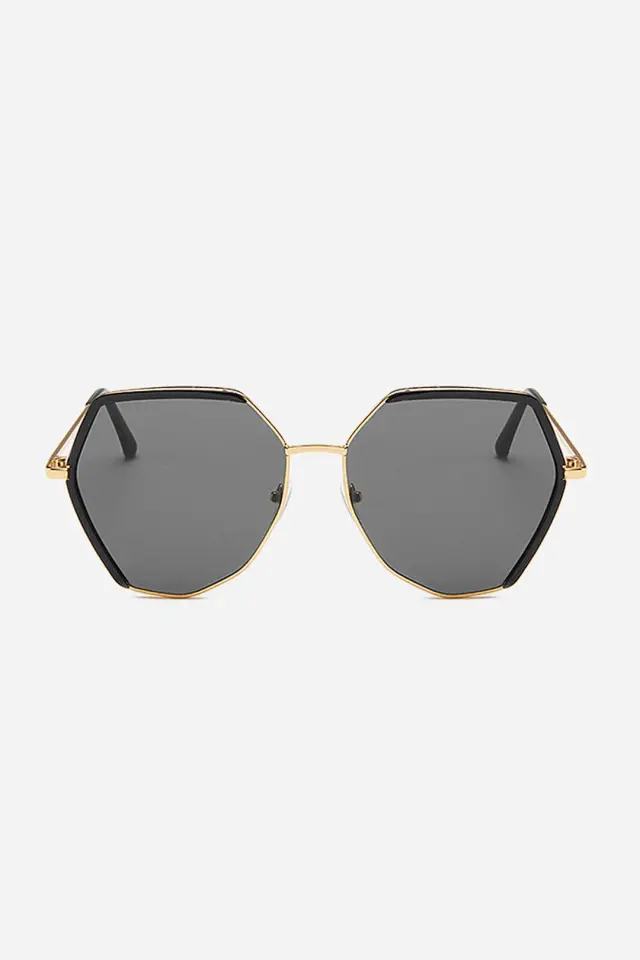 Metallic Polygonal Irregular Frame Sunglasses