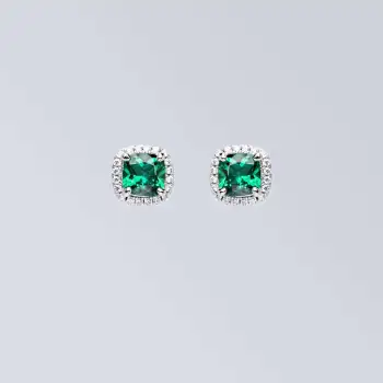 1CT Synthetic Emerald Radiant Cut Earrings