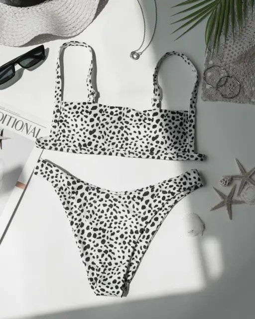 Dalmatian Print Sling Low Rise Bikini Sets