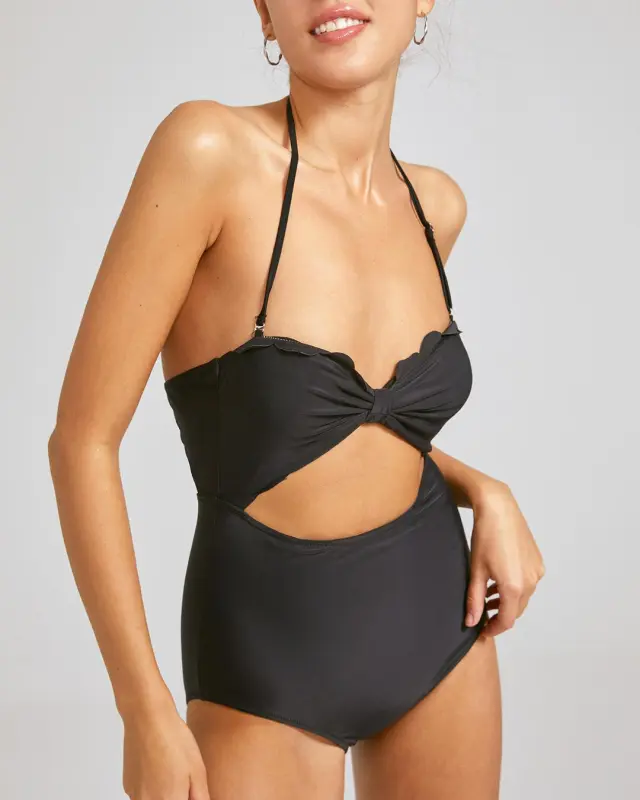 Cut-outs Scalloped Edge One-pieces Swimwear