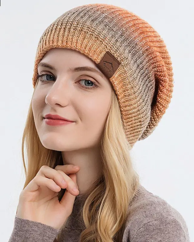 Gradient Warm Rainbow Woolen Hat