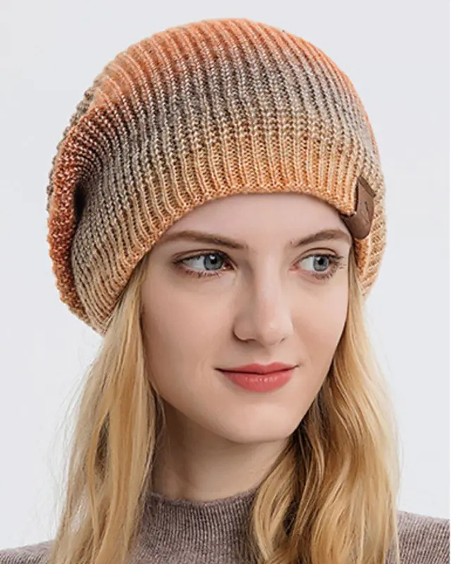 Gradient Warm Rainbow Woolen Hat
