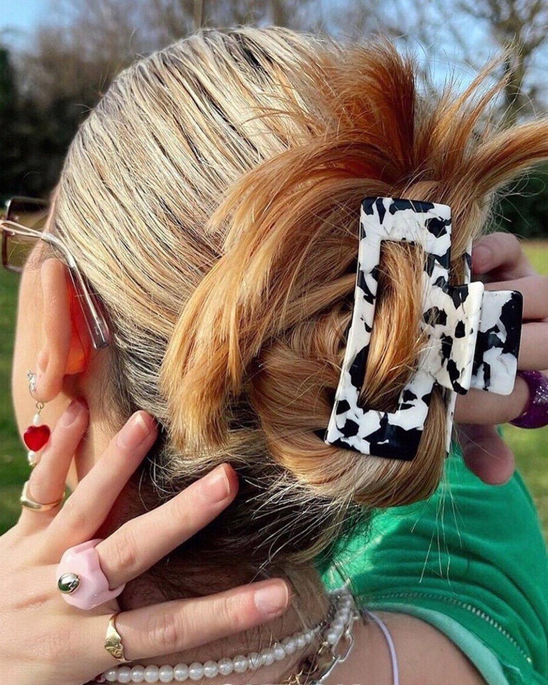 Marble Rectangle Cut Out Hair Claw