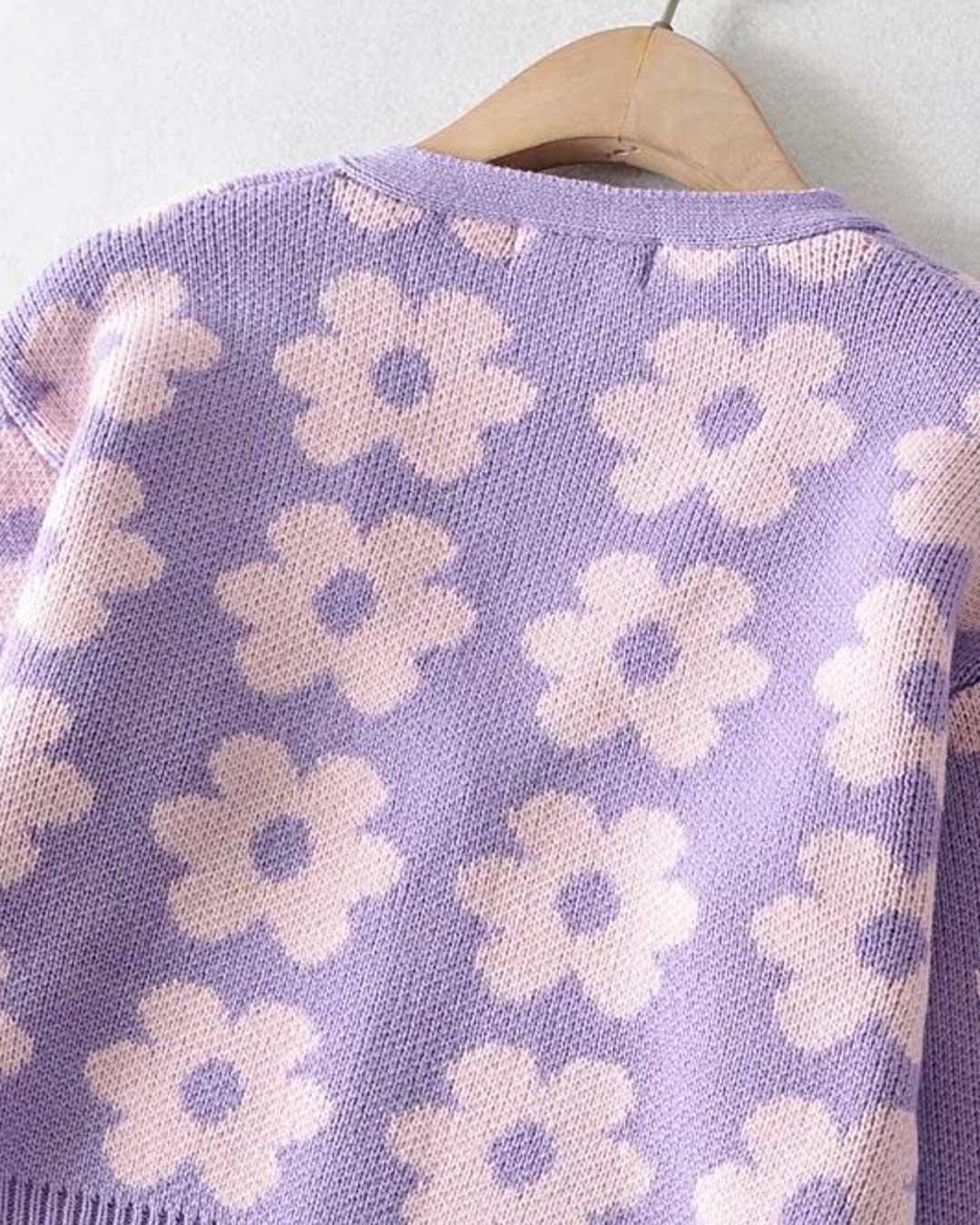 Floral V-Neck Button Up Cardigan