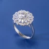 2CT Round Cut Platinum Plated Sterling Silver Bloom Moissanite Ring, Engagement, Anniversary Gift