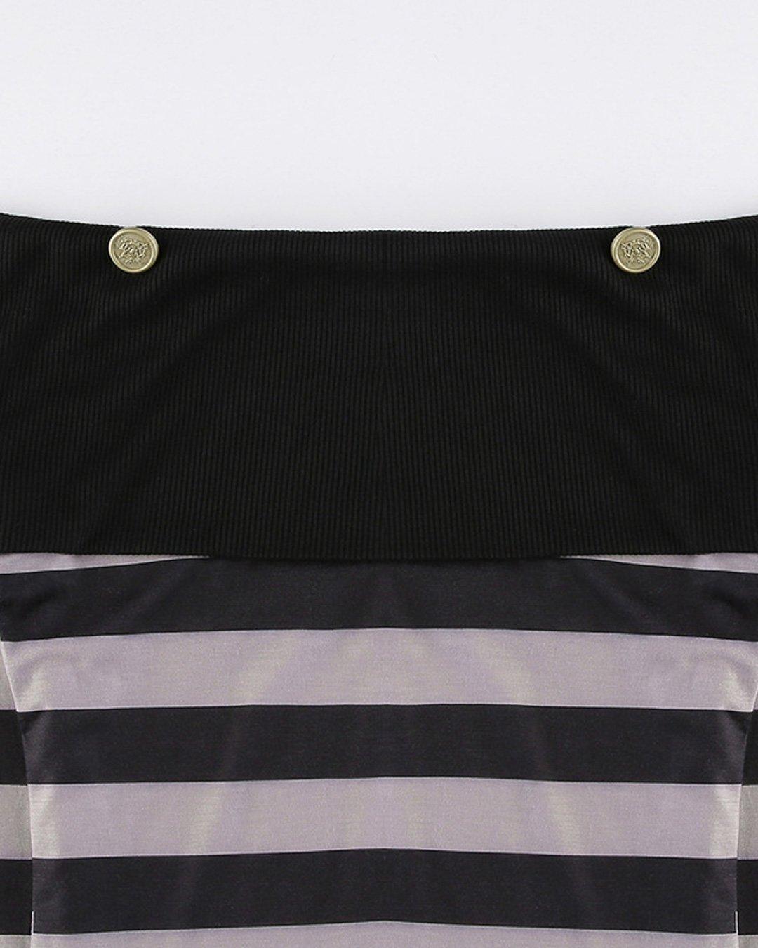 Color Block Striped Off Shoulder Long Sleeve Tops