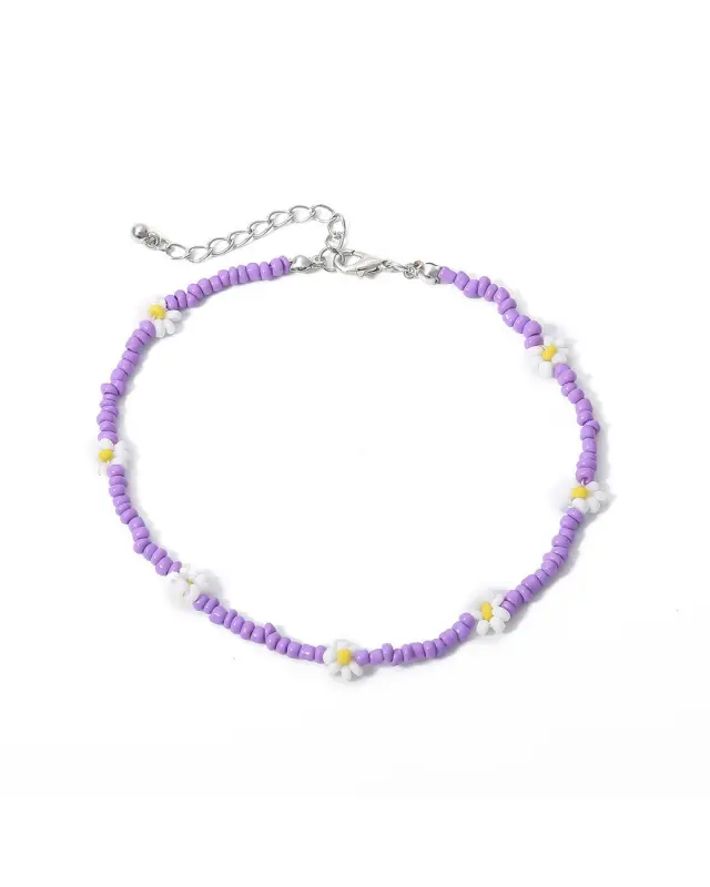 Casual Daily Flowers Beaded Necklace