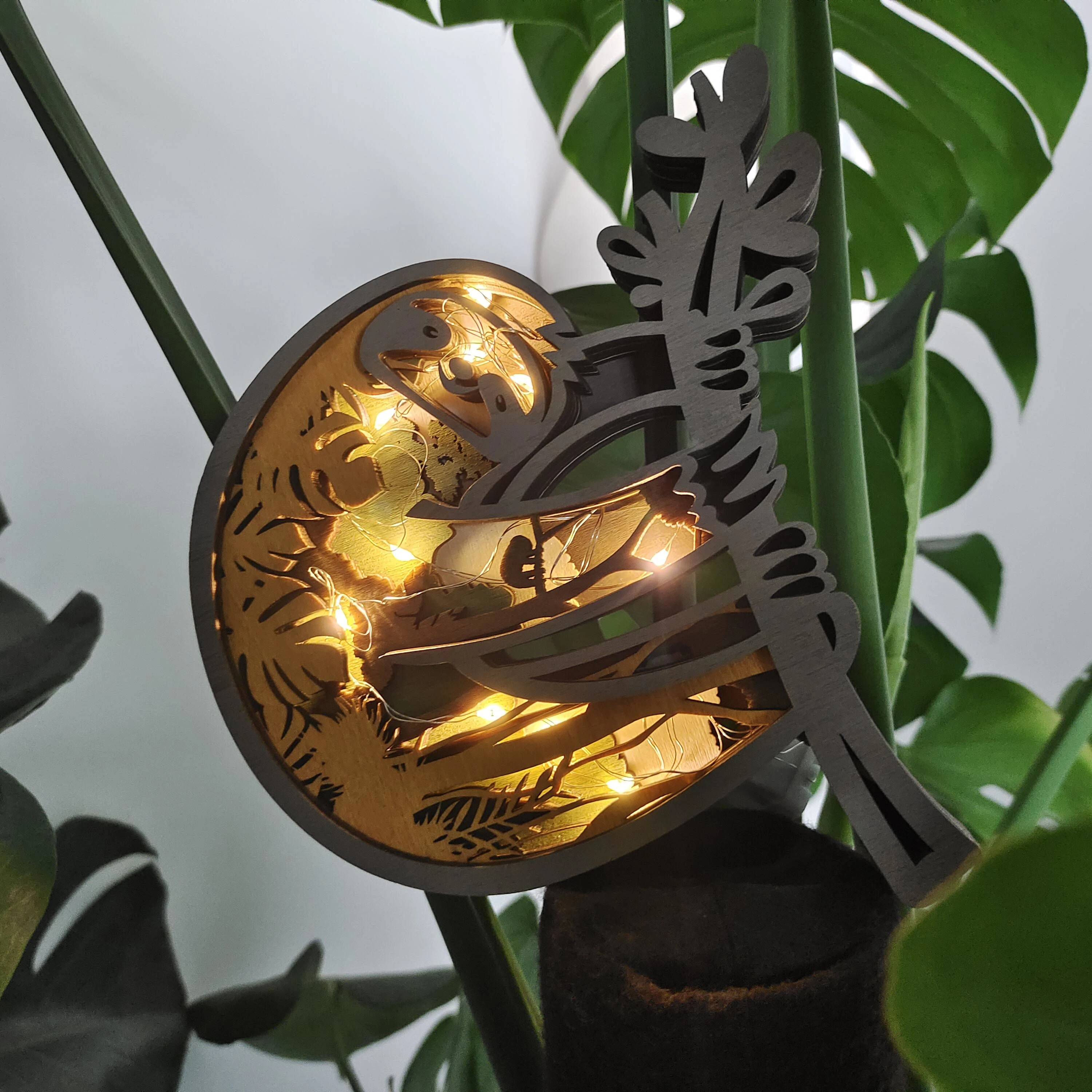 HOT SALE🔥-Sloths Wooden Carving Light, Suitable For Bedroom, Bedside, Desk, Exquisite Night Light