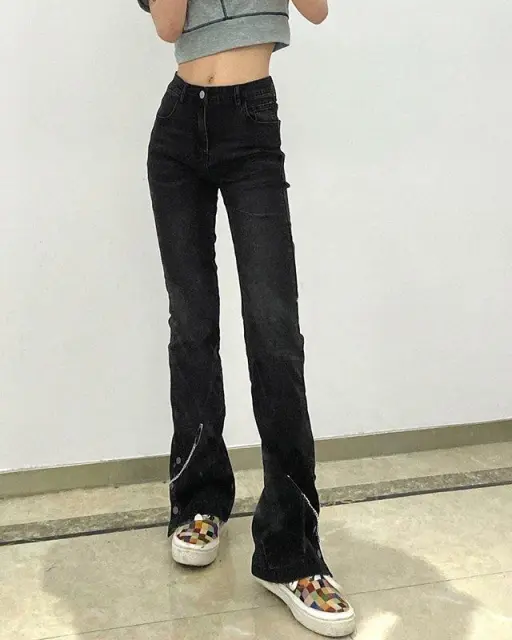 Slit Chain Micro Flare Jeans
