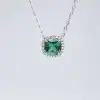 1.5CT Synthetic Emerald Radiant Cut Pendant Necklace