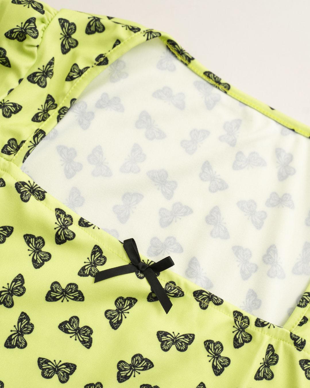 Butterfly Print Short Sleeve Mini Dresses