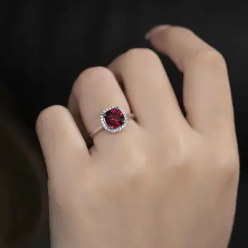1.5CT Synthetic Ruby Radiant Cut Ring