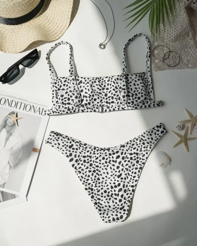Dalmatian Print Sling Low Rise Bikini Sets