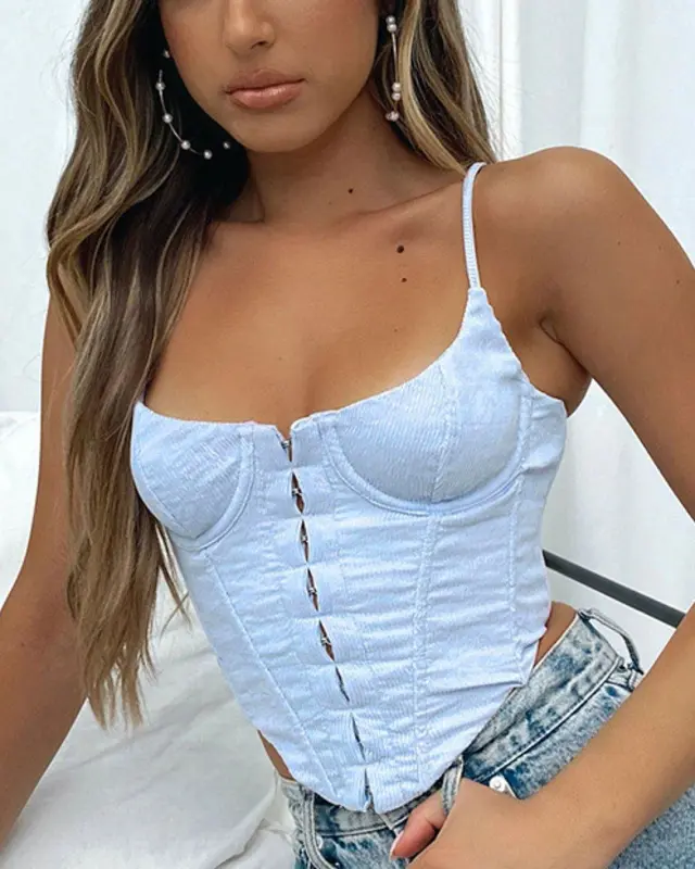 Hook-and-eye Front Corset Cami Tops
