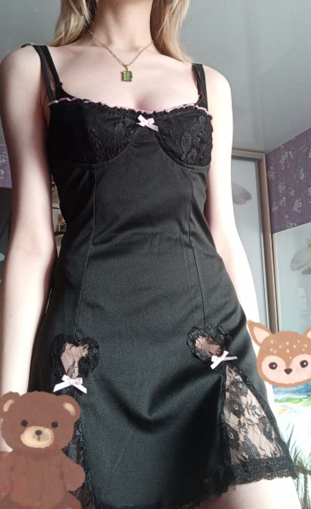 Sexy Lace Patchwork Heart Slip Mini Dresses