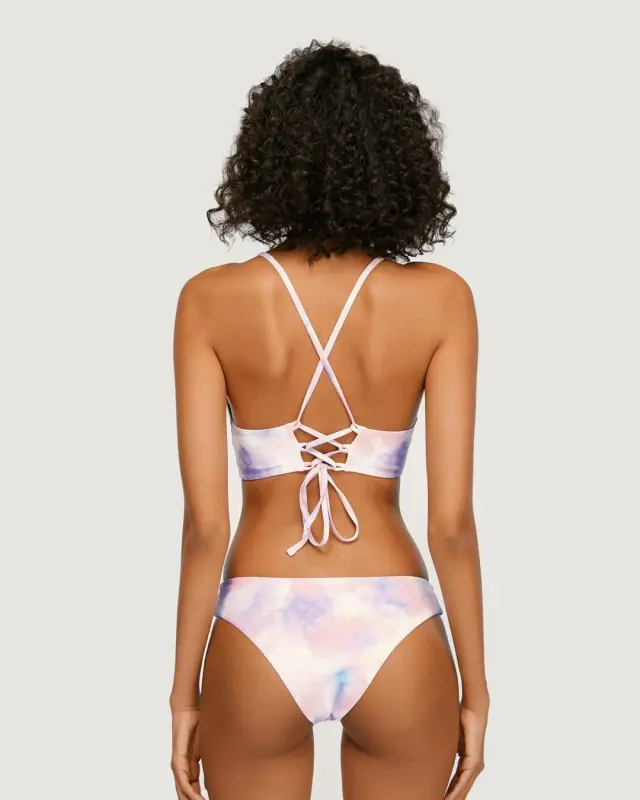 Tie-dyed Back With Cross Straps Low-rise Bikini Sets