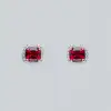 1CT Synthetic Ruby Round Brilliant Cut Earrings