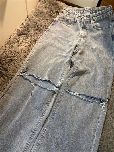 High Waisted Distressed Straight Jeans