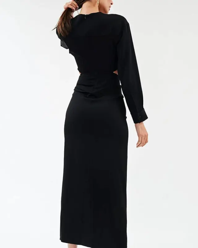 Ruched Front Cut-outs Maxi Dress
