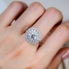 2CT Round Cut Platinum Plated Sterling Silver Bloom Moissanite Ring, Engagement, Anniversary Gift