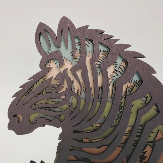 Zebra head 3D Wooden Carving,Suitable for Home Decoration,Holiday Gift,Art Night Light
