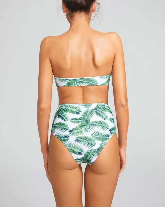 Tropical Print Bandeau High Waist Bikini Sets