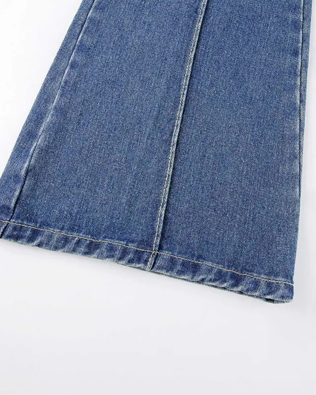High Waist Flap Pocket Straight Jeans