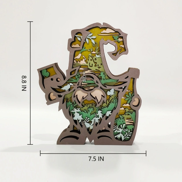 Drinking Gnome Wooden Carving Light, Suitable For Bedroom, Bedside, Desk, Exquisite Night Light