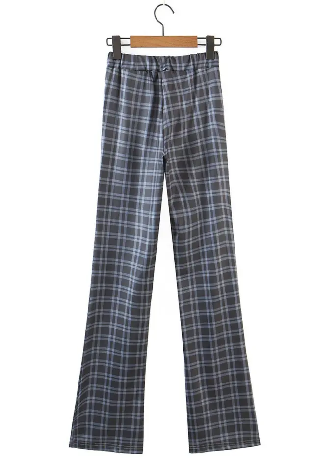 Casual Plaid Mid-rise Trousers
