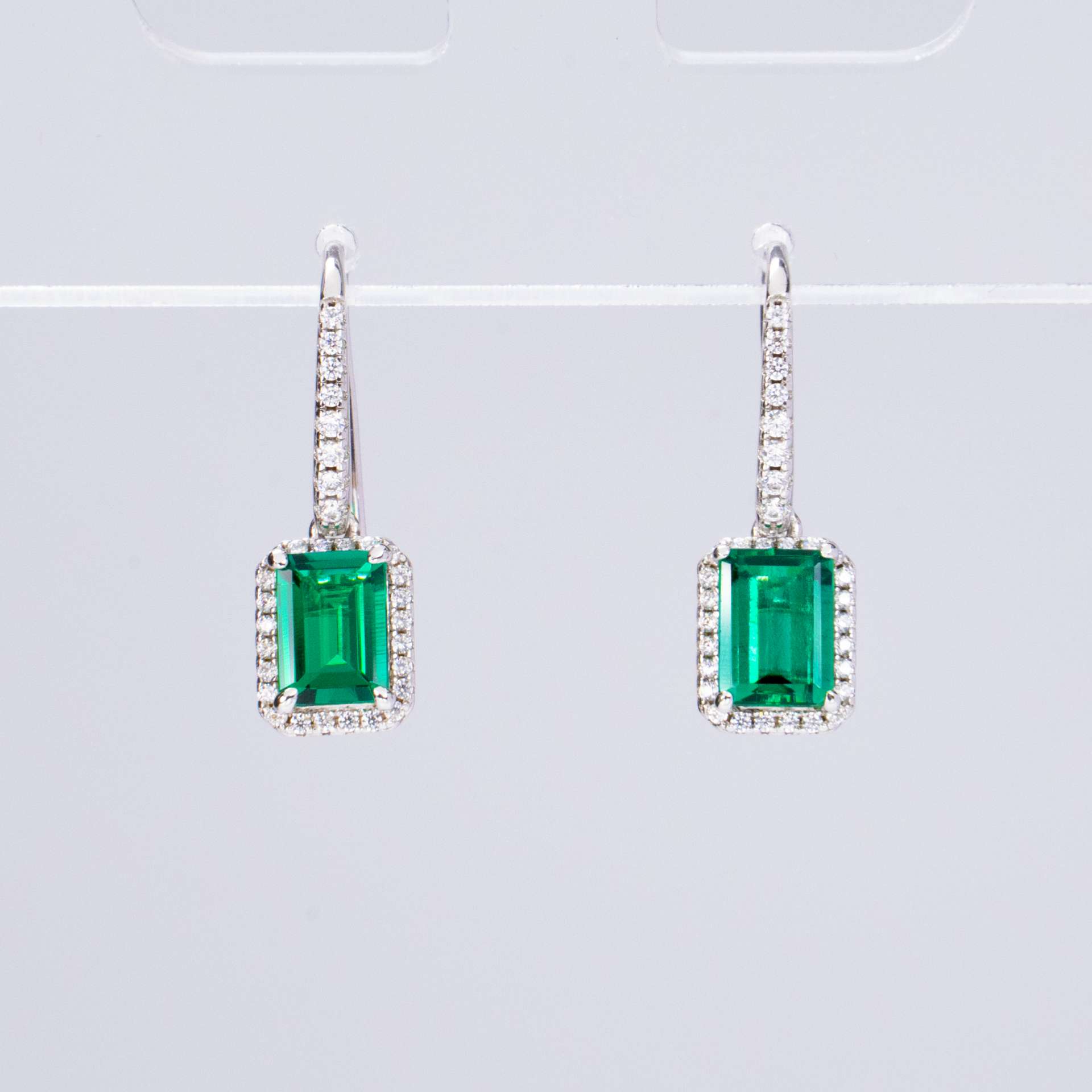 1CT Synthetic Emerald Earrings