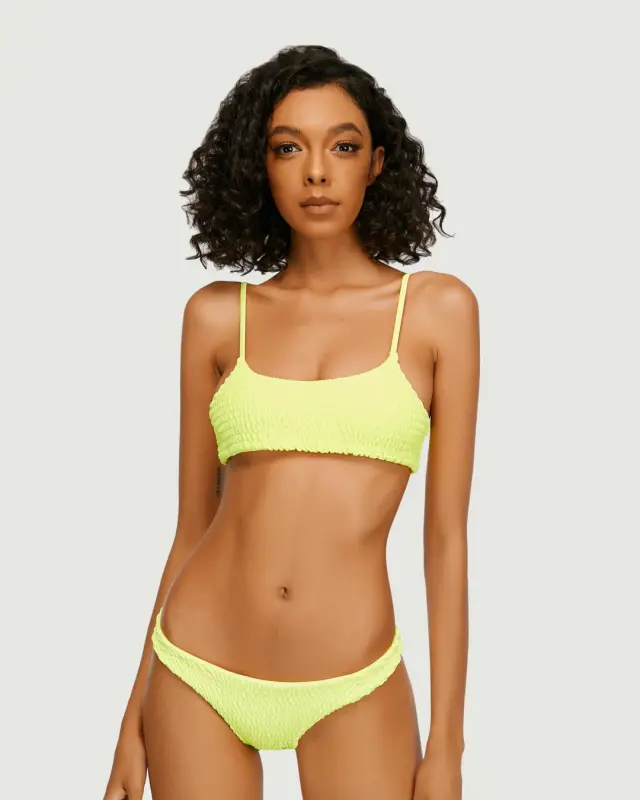 Neon Smocked Sling Low Rise Bikini Sets