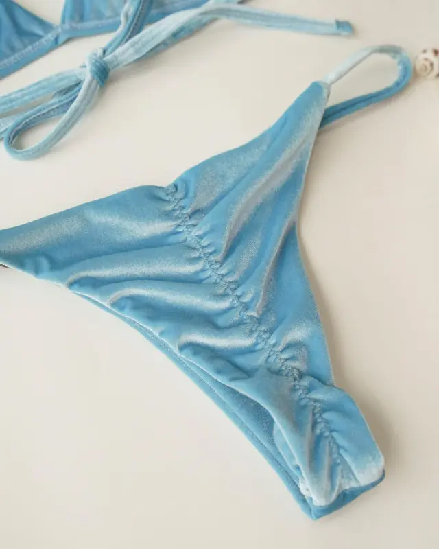 Velvet Underwired Tie Strap Bikini Sets