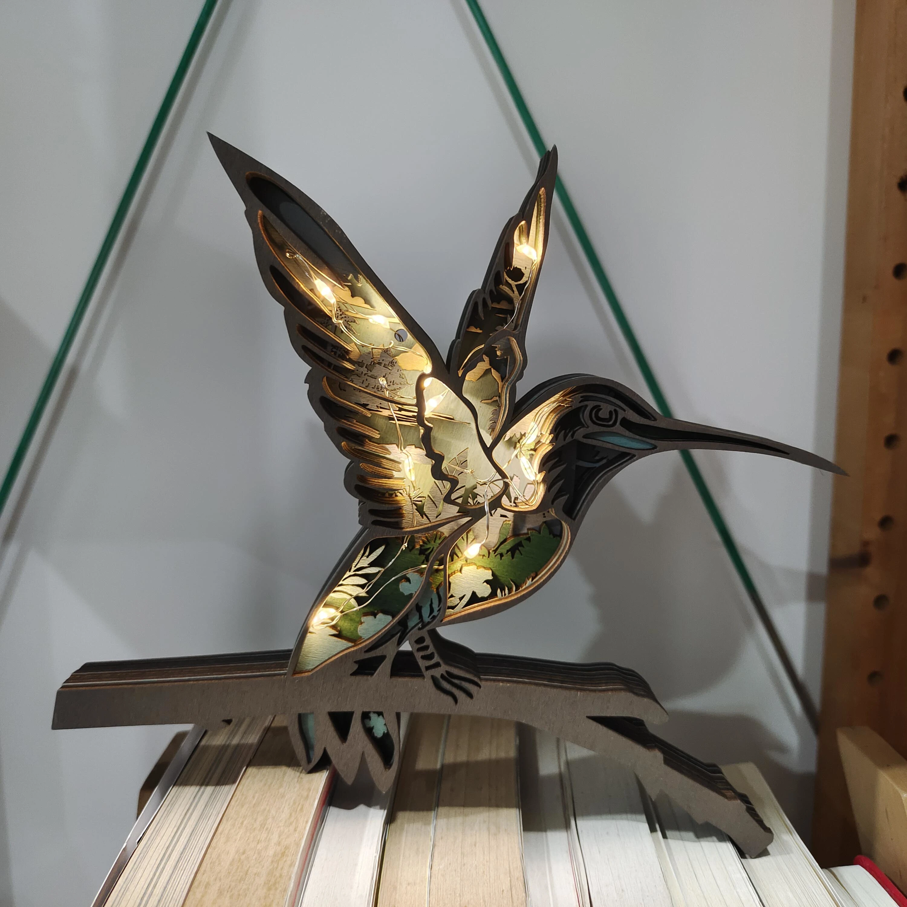 HOT SALE🔥-Hummingbird Wooden Carving Light, Suitable For Bedroom, Desk, Exquisite Night Light