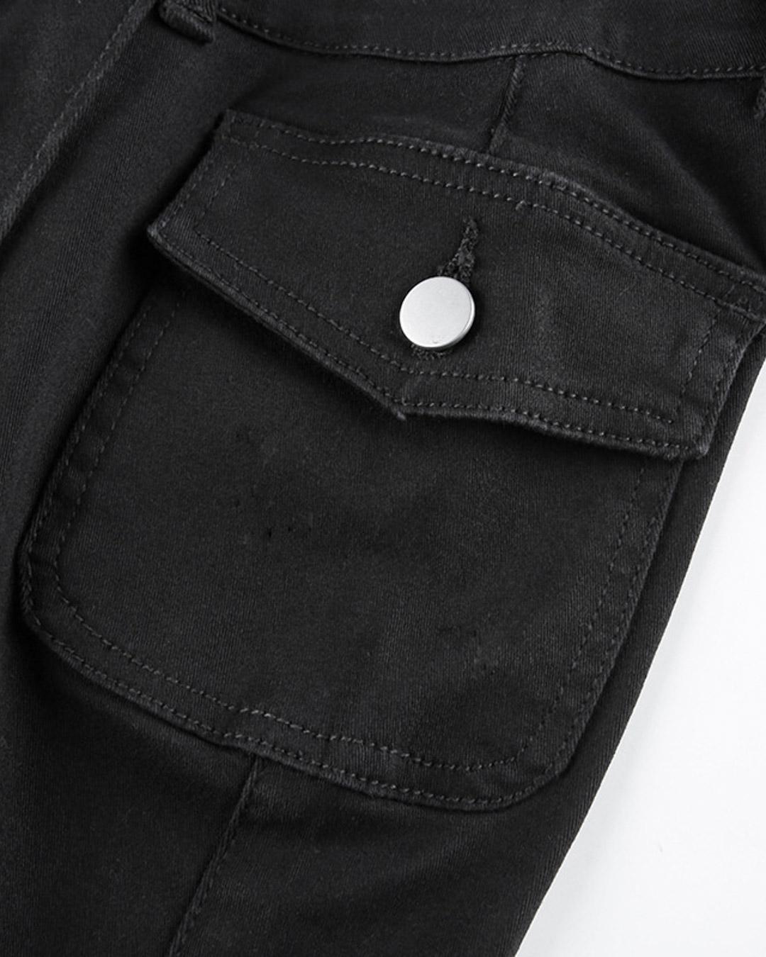 Low-rise Pocket Design Flared Leg Denim Jeans