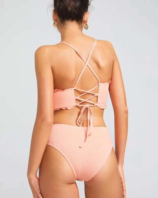 Ribbed Cross Straps Sling Bikini Set