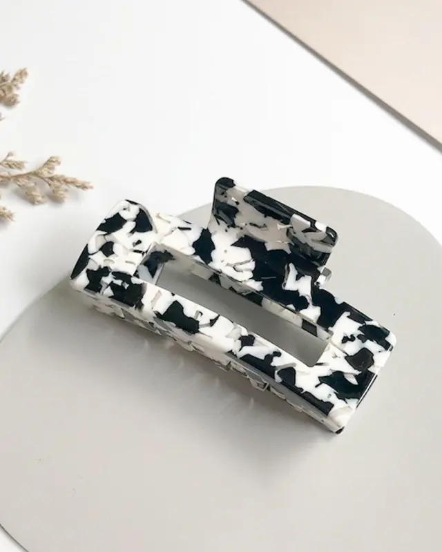 Marble Rectangle Cut Out Hair Claw