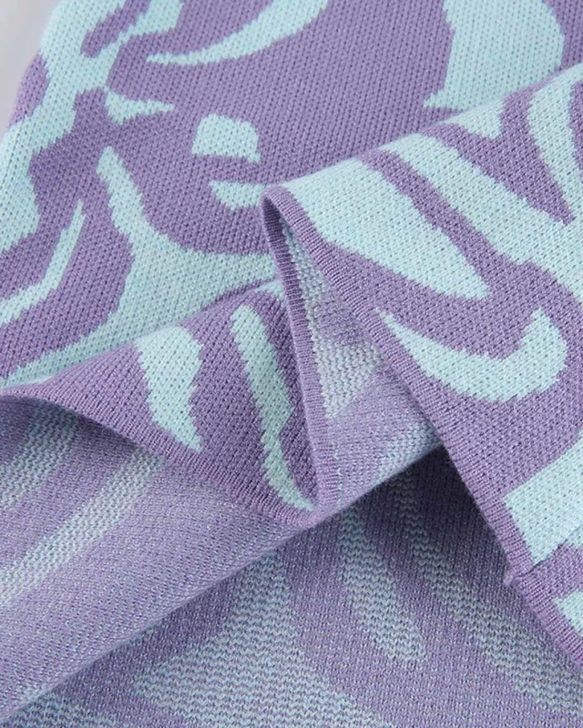 Jacquard Swirl Pattern Knitted Neck Tie Backless Mini Dresses