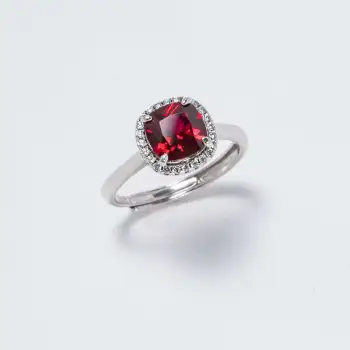1.5CT Synthetic Ruby Radiant Cut Ring