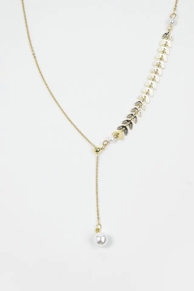 Casual Daily Leaf Detail Lariat Necklace