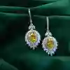 Cubic Zirconia Platinum Plated Sterling Silver Drop Earrings, Flame Earring, Dinner Party, Wedding