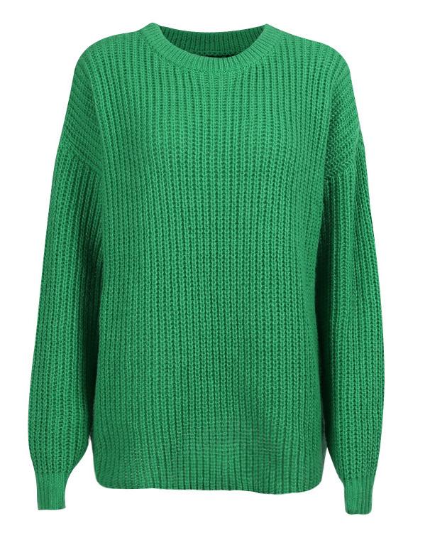 Solid Color Knitted Fabric Oversized Pullover